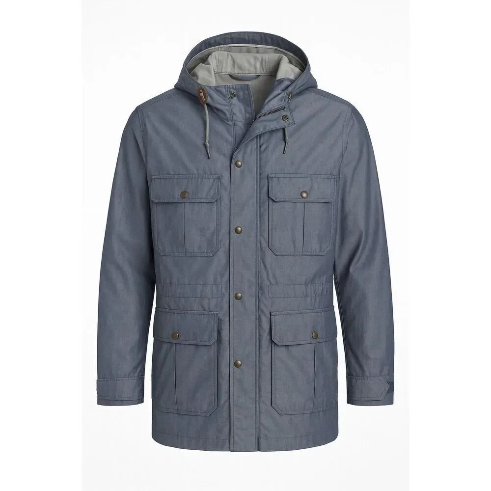 Spiewak Hooded Multi Pocket Blue Gray Raincoat Men's Large